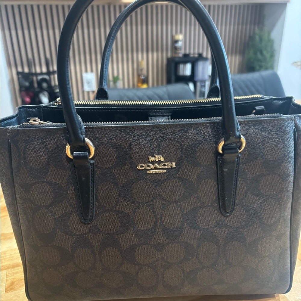 Coach Black and Brown Signature Satchel